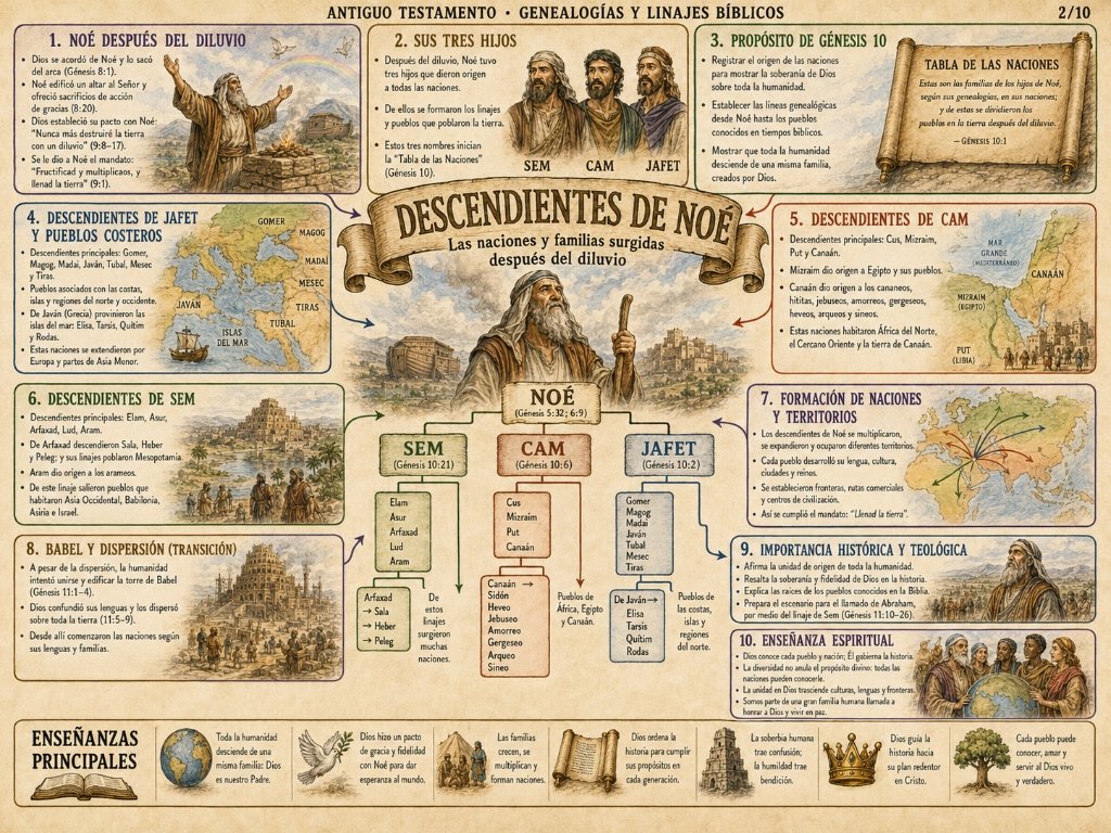 Descendientes de Noé: Las naciones y familias surgidas después del diluvio