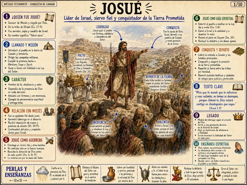 Josué: Líder de Israel, siervo fiel y conquistador de la Tierra Prometida